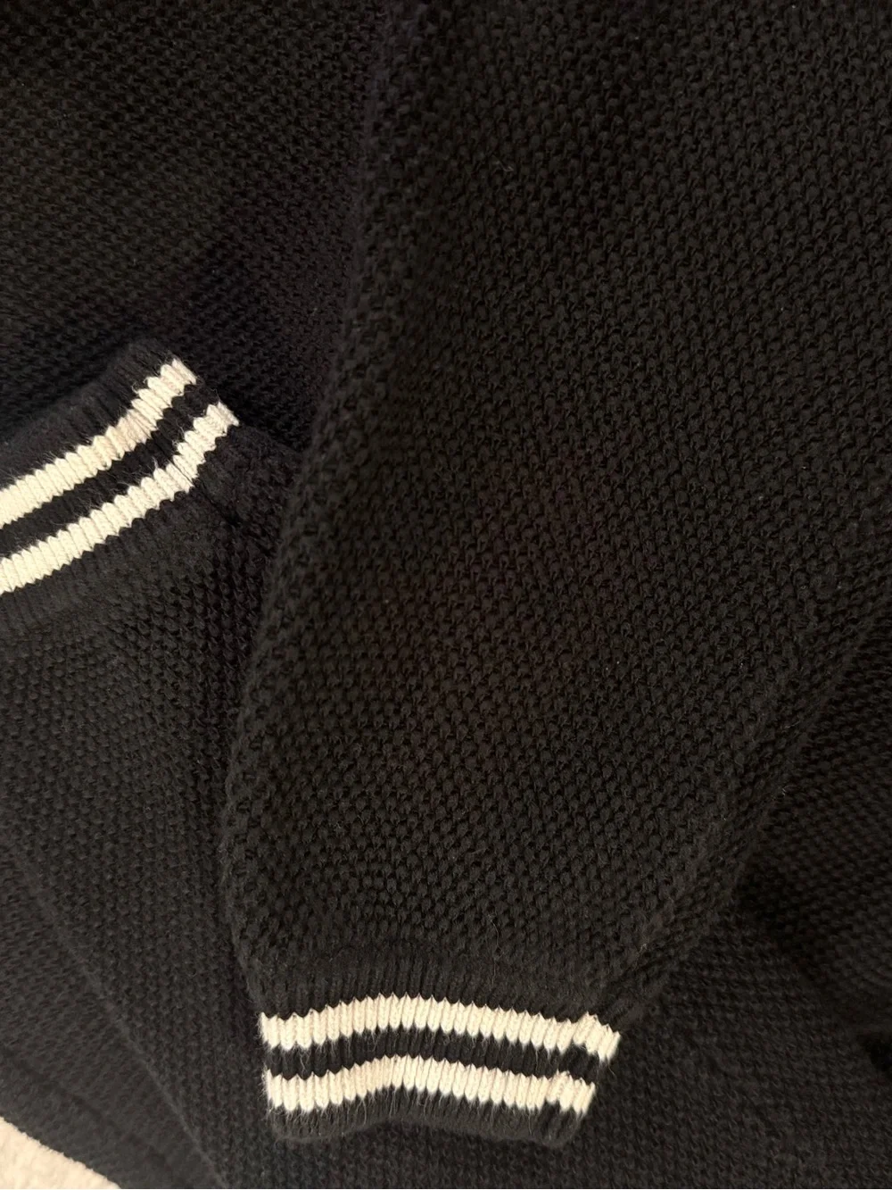 Alo Yoga Tennis Club Sweater Knit Zip Cardigan Black White Women's Size XS